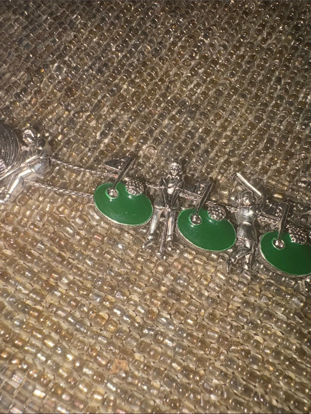 Vintage Green Enamel Charm Golf  Bracelet - Women Jewelry